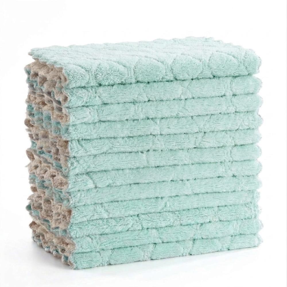 12pcs Thick Soft Kitchen Dish Cloth Super Absorbent Hand Towel Double-Sided Towel Kitchen Counter