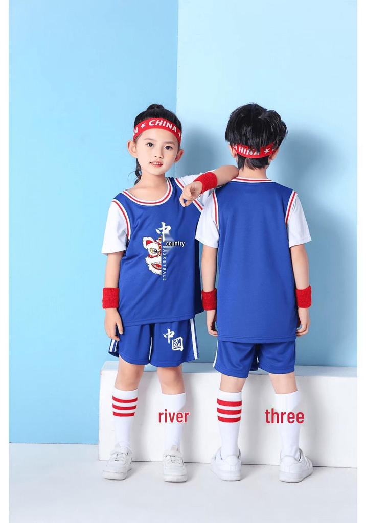 Kids' Basketball Uniform Set: Two-Piece Sports Jersey for Kindergarten To Middle School Competition & Training