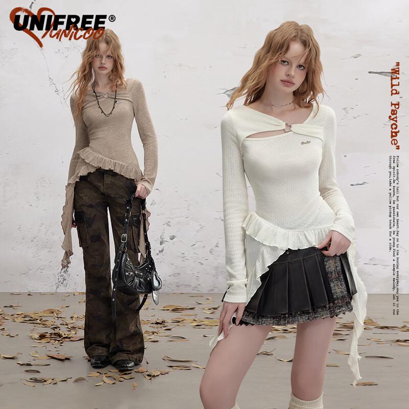 

UNIFREE Women s Ruffle Flared Sleeve Long Top S