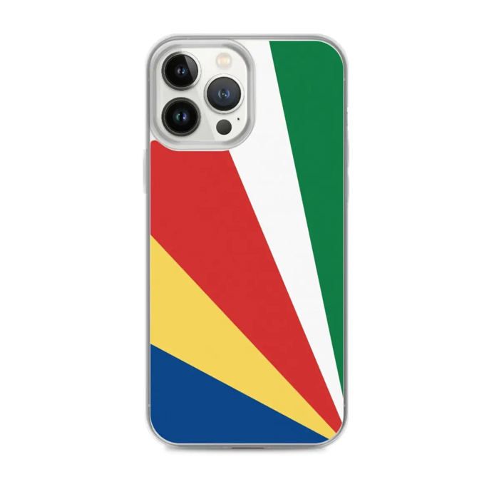 Coque iPhone - Seychelles - Drapeau - Souple - Multicolore - Verticale