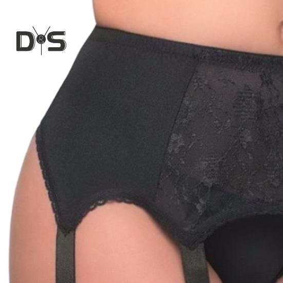 Women Garter with 6 Claws Hollow Out See-throug Lace Floral Embroidery High Waist Elastic Stockings Fixer Club Party Honeymoon Garter