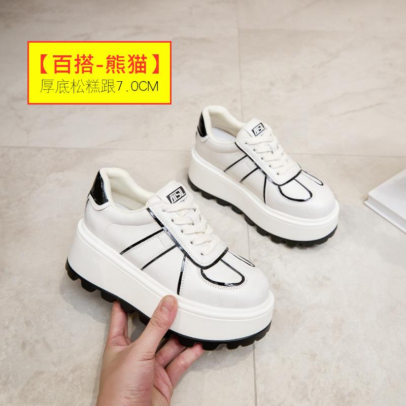

2025 spring white shoes new soft leather casual thick sole heightening fashion sports comfortable versatile fashion ins tide 40
