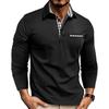 New Men's Casual Fashion POLO Shirt Lapel Long Sleeve Top Color Matching T-shirt
