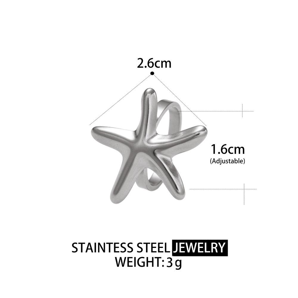 Elegant Starfish Open Ring: Stainless Steel, Non-Fading, Women's Resort Style Jewelry