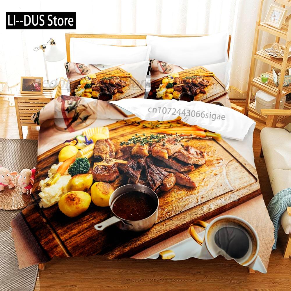 Beefsteak Bedding Set Single Twin Full Queen King Size Bed Set Aldult Kid Bedroom Duvetcover Sets 3D Print Gourmet Steak