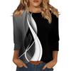 Women's Fashion Casual Round Neck Three Quarter Sleeve Printed T-Shirt Top