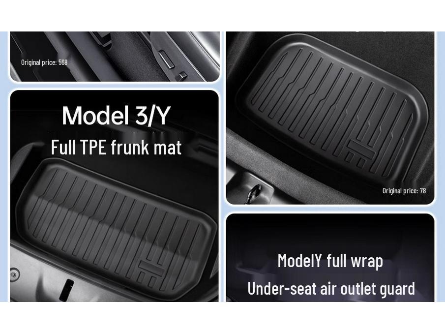 Tesla Model Y/3 Refurbished Accessories Gift Set: Interior Floor Mats & Storage Modifications