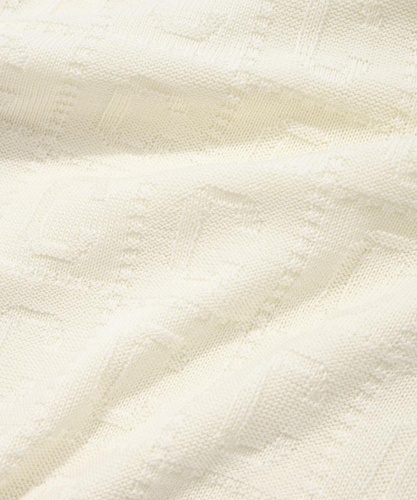 Covernat C Pattern Zip-Up Cardigan White