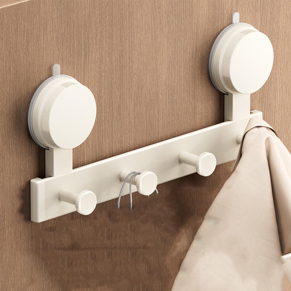 

Rust-proof Suction Cup Door Hook Metal Robe Hook Space Saving Wall Hook Kitchen 4 Hooks White