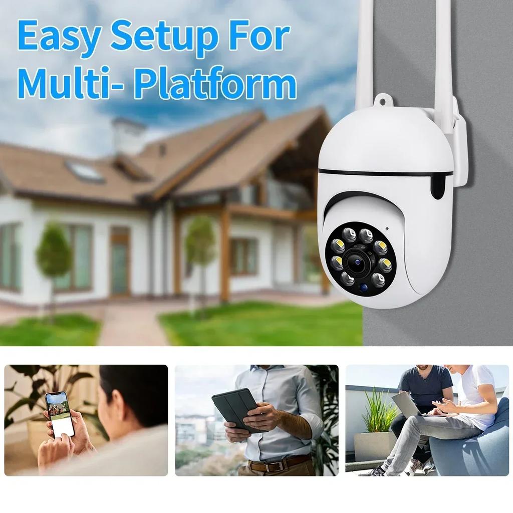 8MP Wireless Security Surveillance PTZ Camera Wifi IP Outdoor 4X Zoom Cameras AI Human Tracking Two-way Audio HD Night Color Camera EU Plug
