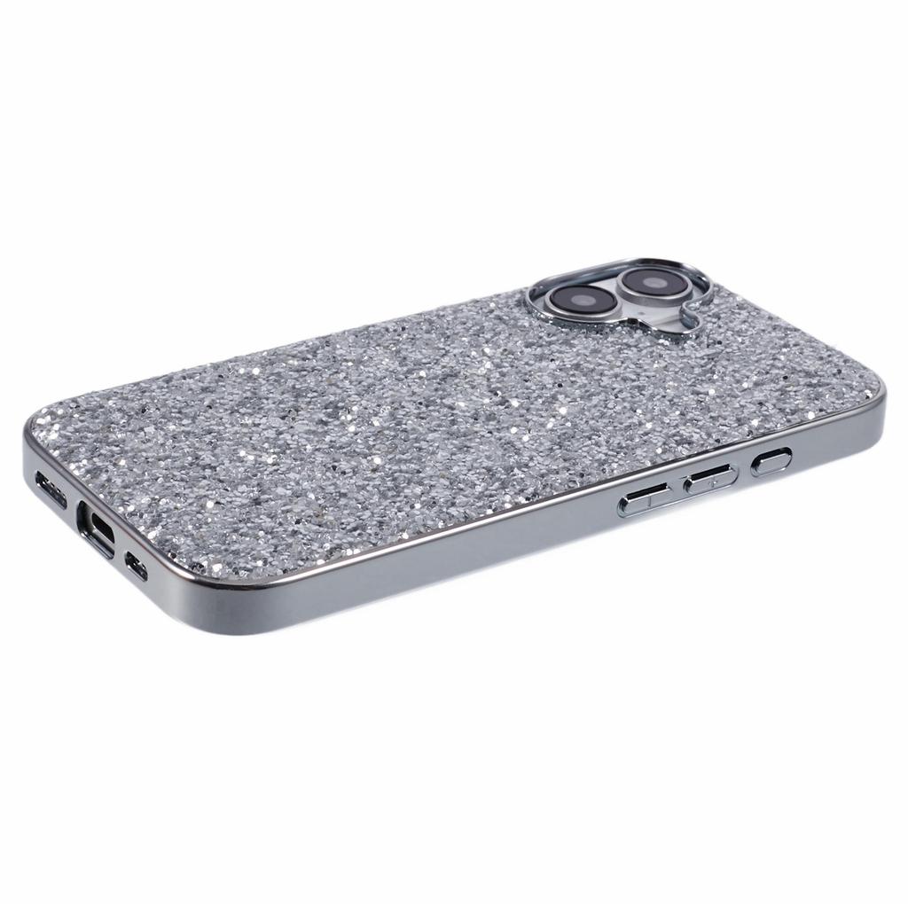 For iPhone 16 Plus Case TPU+PC Sparkling Glitter Phone Back Cover