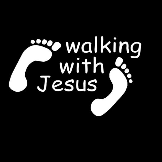 Walking with Jesus Sticker Religious Car Window PET Decal God Footprint Decor