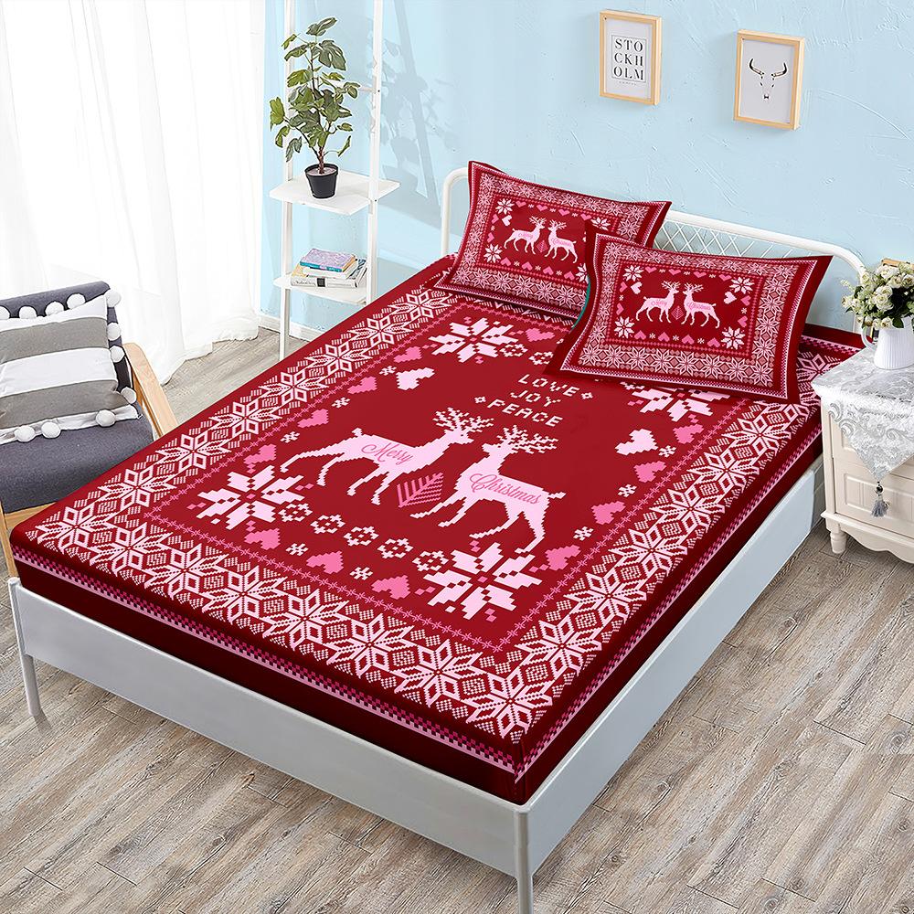 Christmas Mattress Three-Piece Bedspread Children'S Kit Mattress Protective Cover