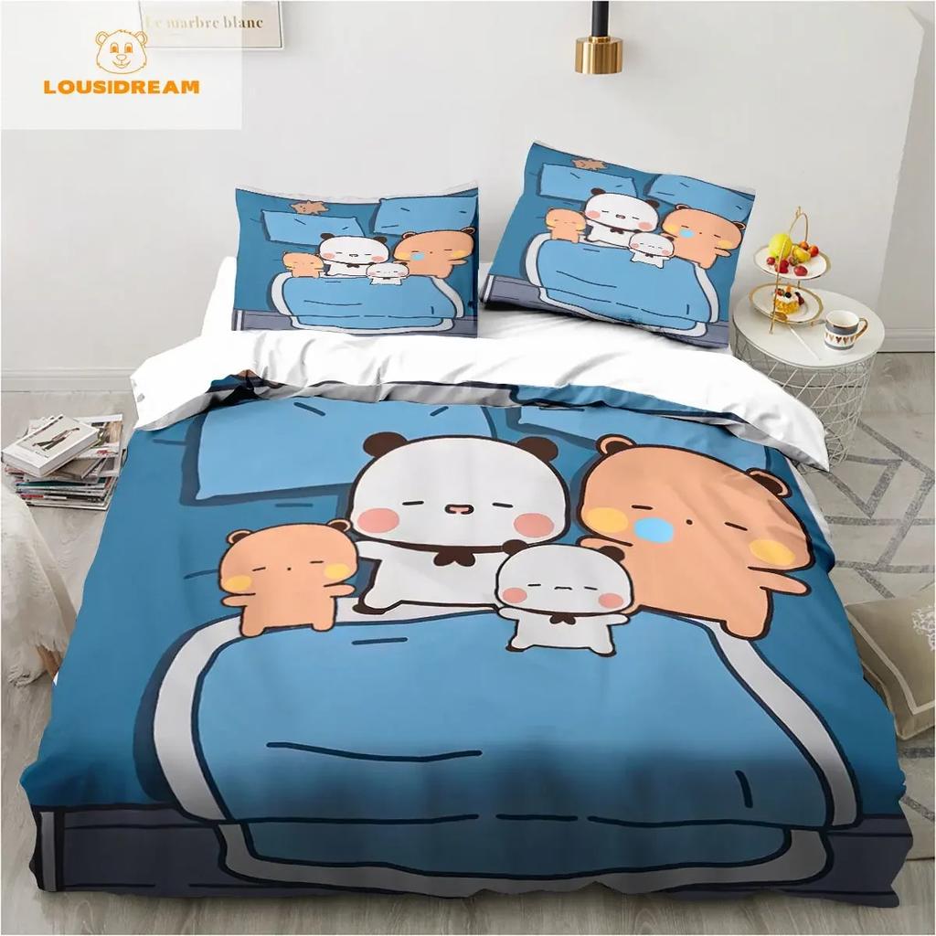 Bubu Dudu Cartoon Cute Bear Kawaii Christmas Gift King Twin Double Child Bedding Set Microfiber or Polyester Duvet Cover Set