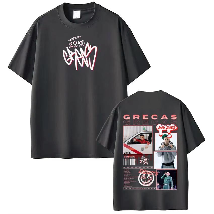Rapper Grecas Tour 2026 Album Print Tshirts Men Women Fashion Hip Hop Tshirt Casual Short Sleeve Cotton Tee Shirt Streetwear