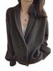 Women's High-End V-Neck Wool Cardigan - Thick, Loose, Trendy Sweater Coat for Autumn/Winter Fashion