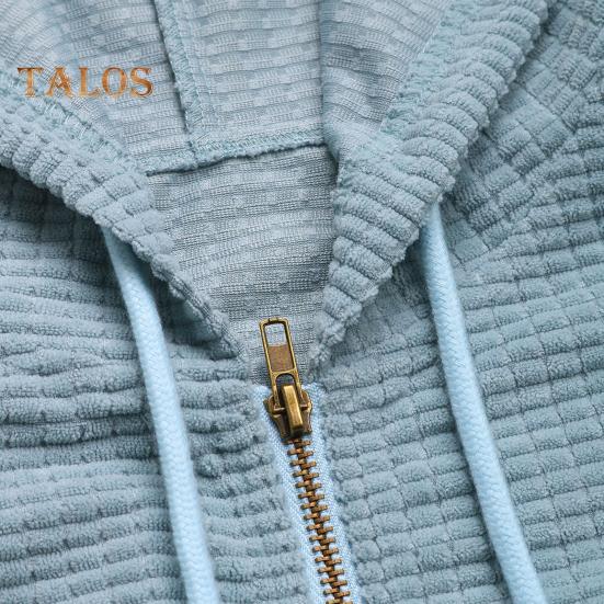 Women's Hooded Sweatshirt Long Sleeve Solid Color Jacket with Drawstring Zip Up Short Hoodie for Daily Party Office Vacation