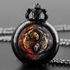 Vintage Retro Løve Leo Zodiak Astrologi Kinesisk Yinyang Kvarts Unisex Menn Kvinner Lommeur Kvarts Halskjede Anheng Klokke Kjede Klassisk Skive