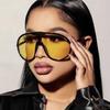 Trendige übergroße Piloten-Sonnenbrille Damen Luxusmarke Designer Großes Gestell Radsport-Sonnenbrille Herren Punk Einteilige Scheibe Schwarz Gelb