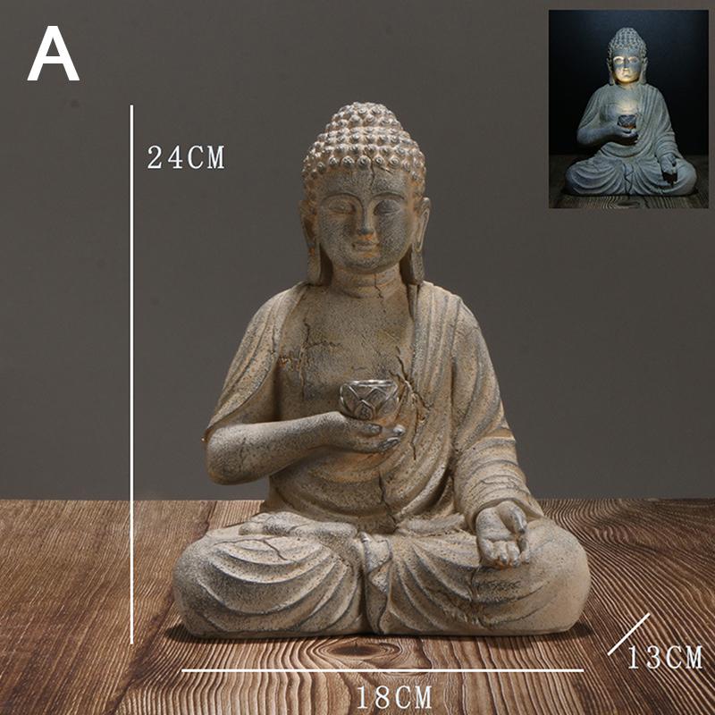 

Статуя Будды из смолы, солнечный садовый декор, свет, дзен, азиатский, японский, садовое украшение, наружная скульптура для крыльца, патио, двора