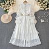 Waist Trimming below the Knees Long Sleeves Elegant Graceful Lace First Love Skirt