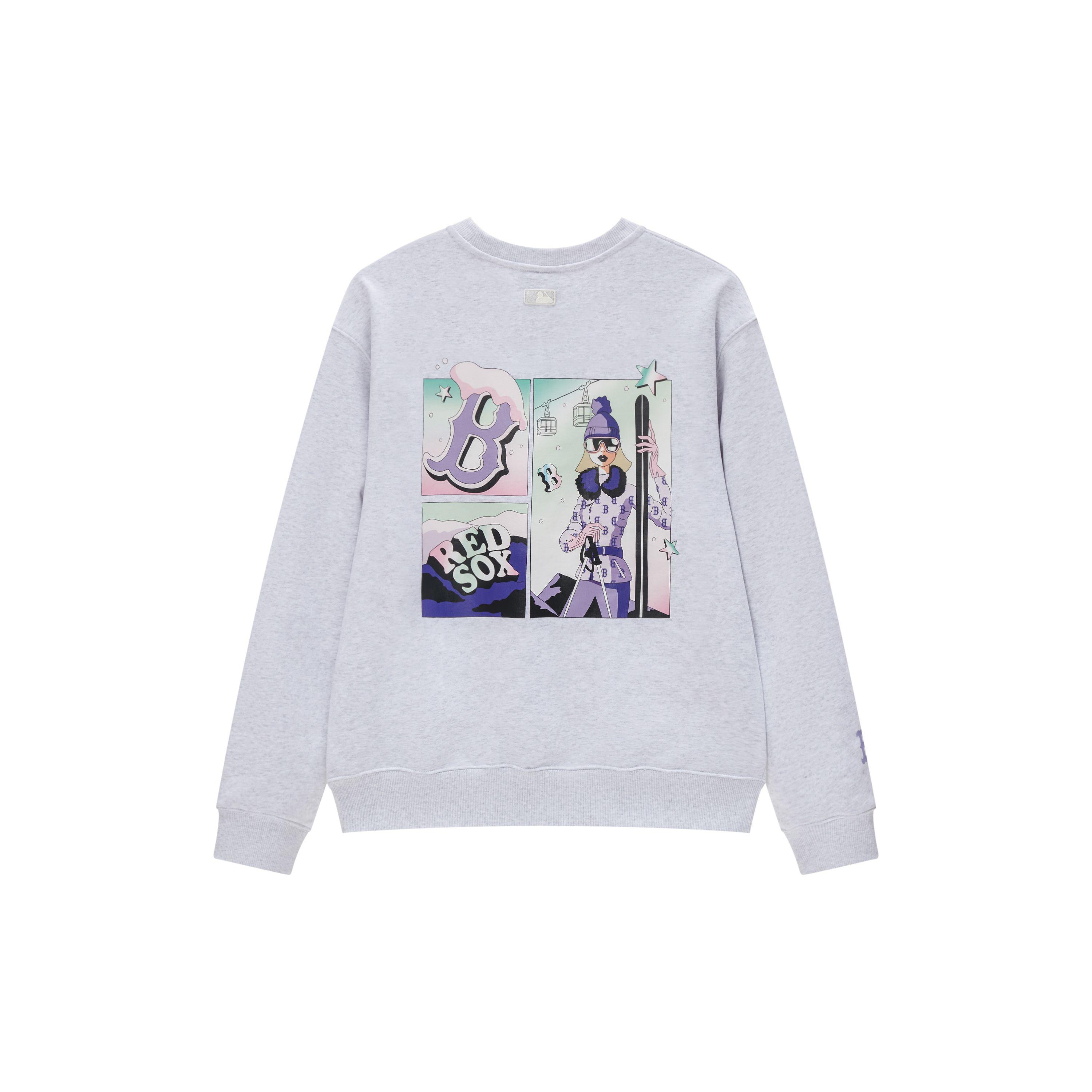 MLB Boston Red Sox Like Serie 24FW Basic Bedruckter Lockerer Rundhals-Sweatshirt Unisex-Sweatshirt Hellgrau 3AMTL0134-43MGL L gray