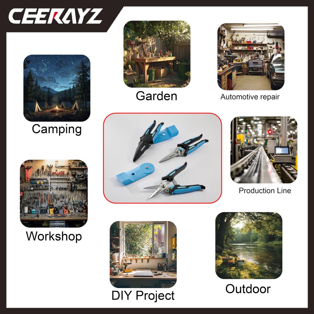CEERAYZ Scissors 200mm Multipurpose Heavy Duty 420 Japanese Stainless Steel Industrial Scissors Scissors Metalworking Pruning Gardening Pruning with