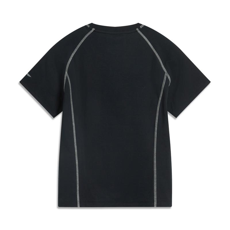 Li Ning CF Outdoor Series Solid Color Cool Comfortable Skin-Friendly Antibacterial Short Sleeve T-Shirt Women T-Shirts Black ATSV196-3