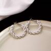 Women S925 Silver Needle Pearl Wrapped Circle Fashion Earrings Light Luxury Jewelry