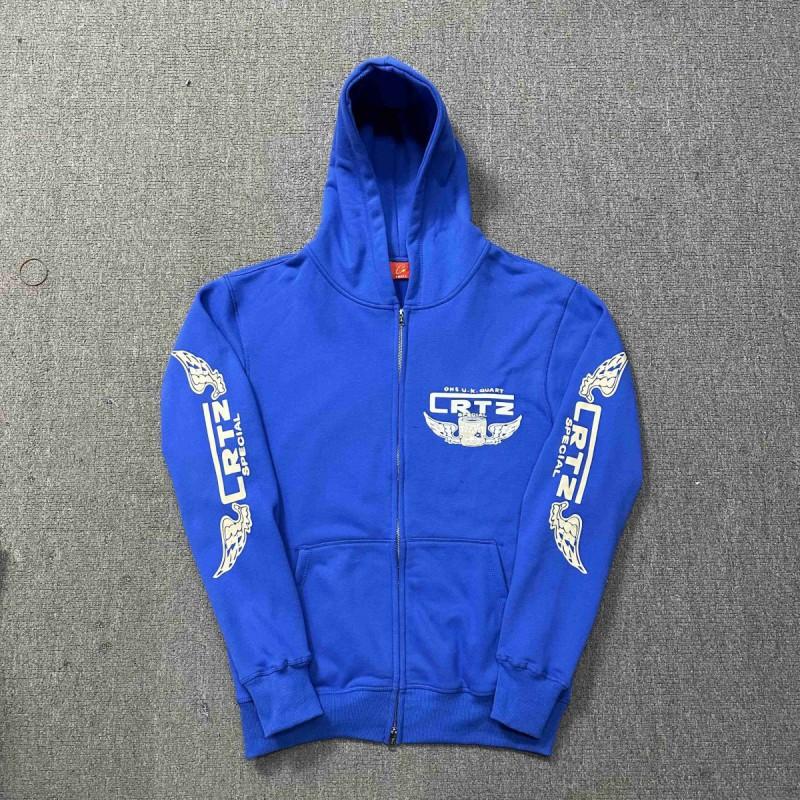 Croteiz Classic Printed Hooded Zip Sweatshirt Loose Fit Casual Wear Youth