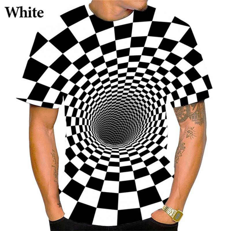 

Класичні футболки з 3D-принтом «Запаморочення» Літній повсякденний топ з круглим вирізом Смішні оверсайз футболки з коротким рукавом для чоловіків 6XL