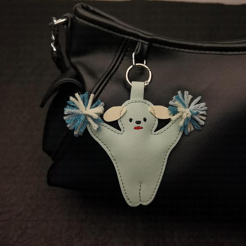 Leather Rabbit Car Keyring Bag Pendant Handmade Charm Personalized Trendy Girl Gift Bag Accessories