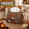 1pc Rustic Plaid Farmhouse Fall Tissue Box with Autumn Gnome Pumpkin Cart-Decoration Napkin Storage Organizer for Kitchen,Car,Elegant Decorative Box,P