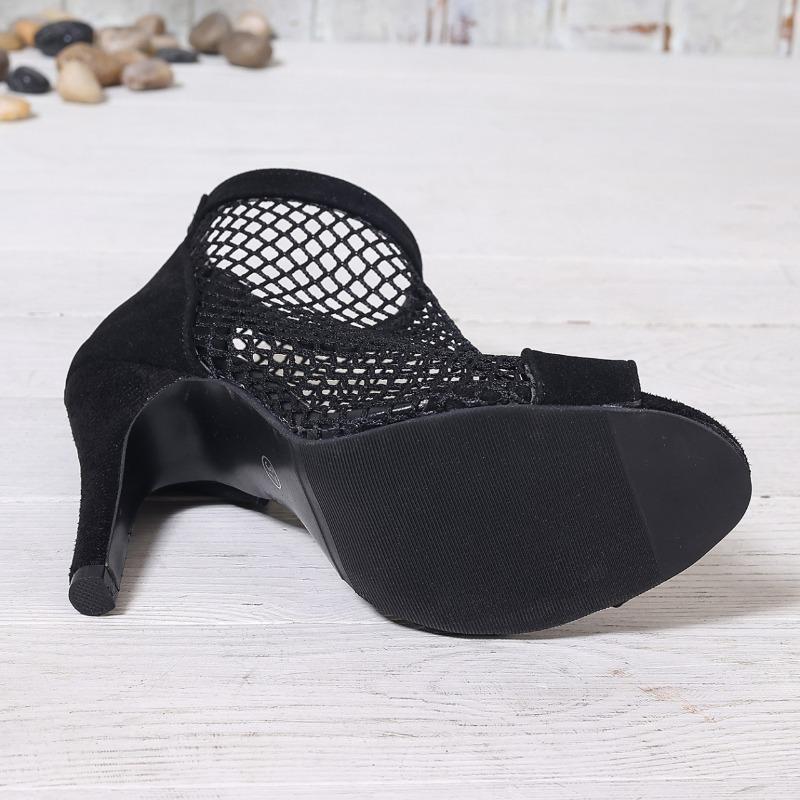 2024 New Fashion Mesh Comfortable Women's Sandals Breathable Stiletto Heel Fish Mouth Shoes Back Zipper Women's Sandals