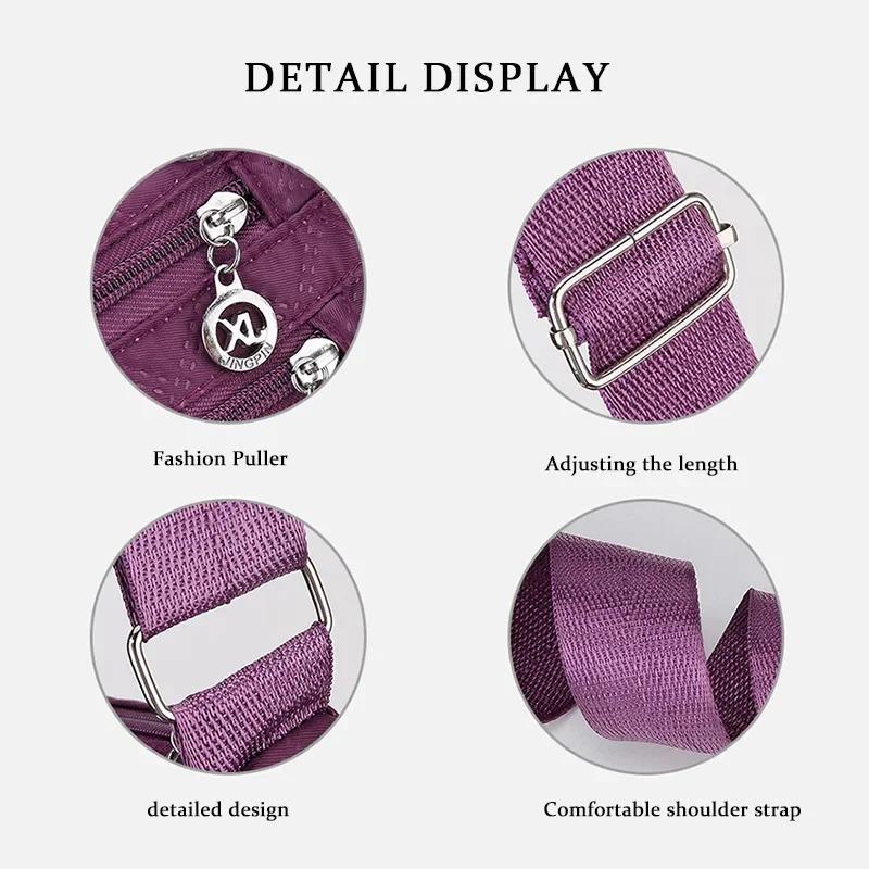 Borsa a tracolla da donna di grande capacità impermeabile resistente all'usura con tasche multiple per pendolarismo e tempo libero all'aperto