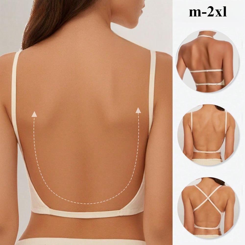 Women's Seamless Large Backless Bra U-shaped Beautiful Back Underwear Small Chest Push-up Bra with Chest Pads
