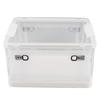 Clear Storage Box Foldable Stackable 3 Sides Opening Transparent Organizer Bin with Wheels for Books Clothes M (55L)