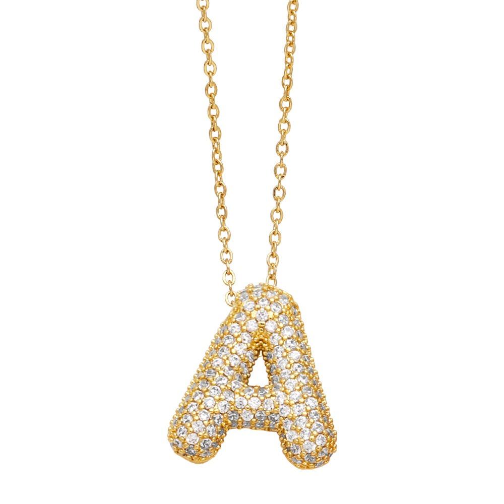 Alphabet 26 Letters Necklace Gold Color Women Sweater Chain Simple A-Z Letter Clavicle Chain  Daily