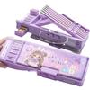 Kaba Bear Double Layer Cute Cartoon Pencil Case with Password Lock - Large Capacity for Students