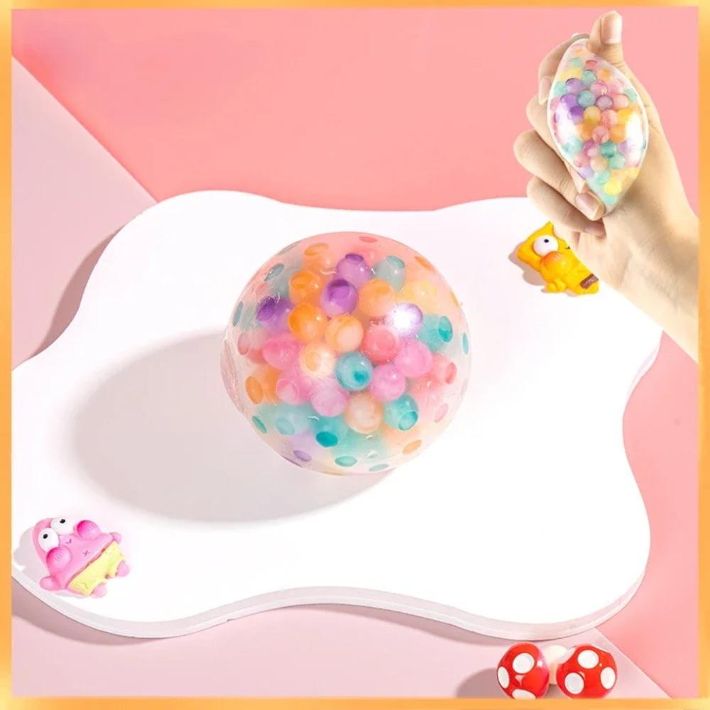 The Rainbow Bead Pressure Reducing Ball Squishy Fidget Toys Funny Stress Reliever Reduce Pressure Prop for Childrens and Adults