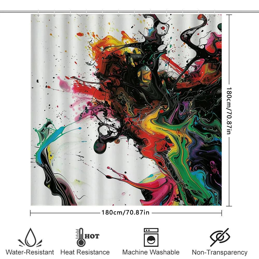 Brightly Colored Swirls Shower Curtain For Bathroom Decor Waterproof Fabric With Hooks Set Abstract Watercolor Floral Design In