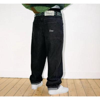 Mens Baggy Straight Cut Skateboard Jeans Washed Denim Pants Casual Streetwear Low Waist