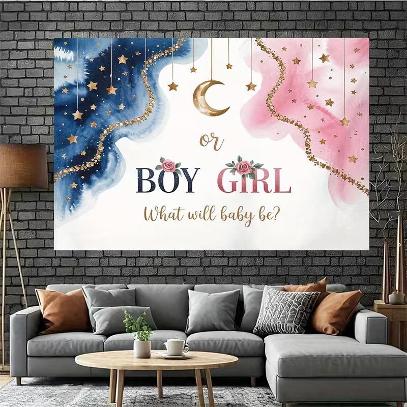 2D Boy or Girl Gender Reveal Backdrop Baby Shower Photography Background
