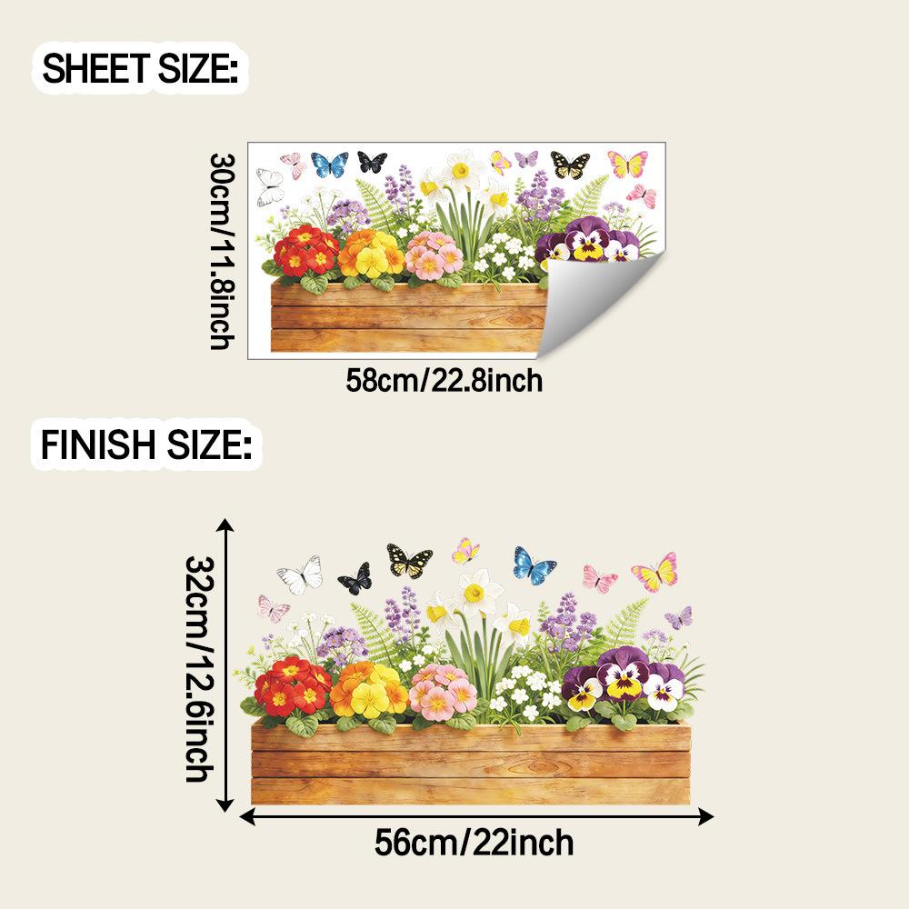

Fresh and Light-colored Painted Flower and Butterfly Home Decor for The Balcony Glass Window Window Sticker