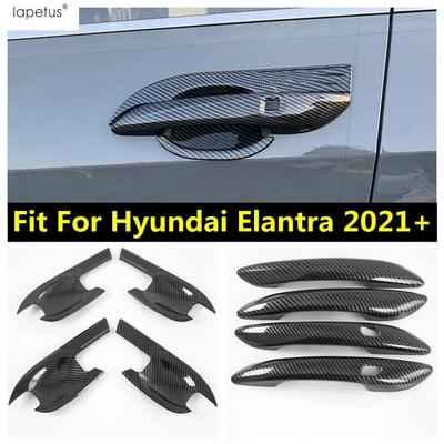 Side Door Handle Bowl Grab Decoration Cover Trim For Hyundai Elantra - ABS Chrome / Carbon Fiber Exterior Accessories