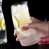 Tazza in Vetro Curva a Forma di Luna Trasparente Costolata Tazza da Bere per Colazioni a Casa Feste Eventi e Riunioni Sociali