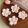 New Fashion Satin Pink Flower Hair Clamps Korean Imitation Pearl Side Hairpins Barrettes For Women Cute Hair Accessories