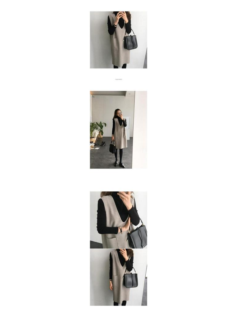 Korean Style Mid-Length V-Neck Vest Dress Set for Autumn/Winter - Two-Piece Casual Fashion