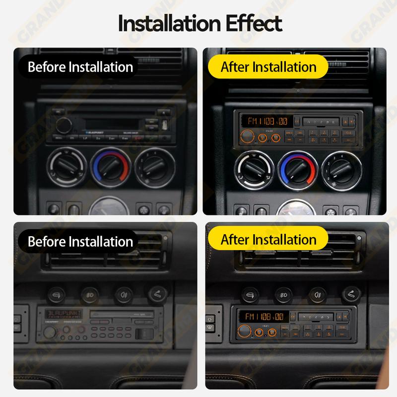 Retro MP3 Car Radio Player 1 DIN Stereo EQ FM AM RDS DAB Receiver QC3.0 Bluetooth USB AUX Input For VW Porsche Mercedes Benz BMW