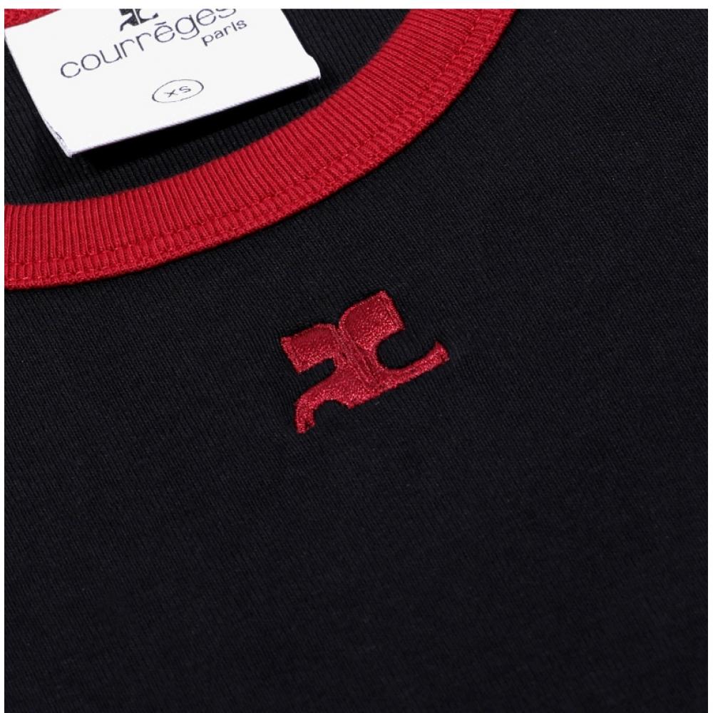 Courage 125jtS017 JS0203 B087 Logo ContraSt Women S Short Sleeve Tee